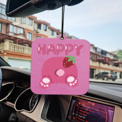 Strawberry Bear Clear Peach White Tea Flavor Car Air Freshener, Car Fragrance, Indoor Car Decor, Store Treasure