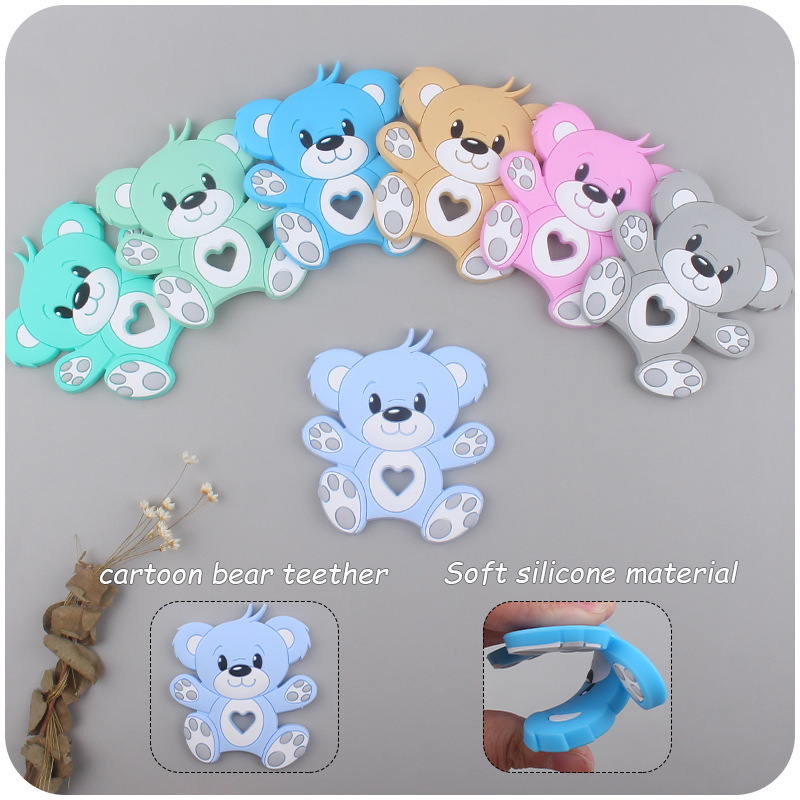 Nuevo bebé suministros dibujos animados animal oso mordedor calmante bebé creativo de silicona mordedura molar juguete