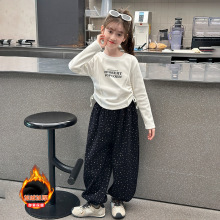 女童秋冬款加绒套装2025新款中大童女孩时尚卫衣休闲阔腿裤两件套
