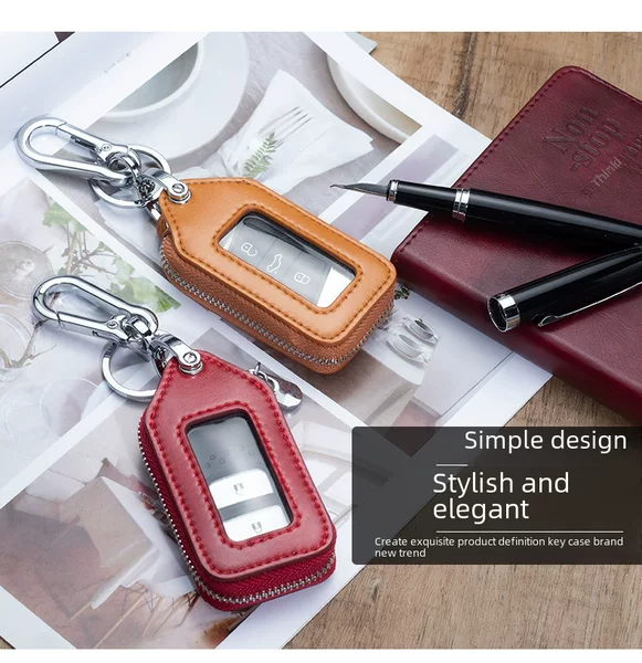 Key Bag Men's and Women's Car Keychain Universal Key Pendant Mini Key Leather Case Simple Protective Case Waist Hanging