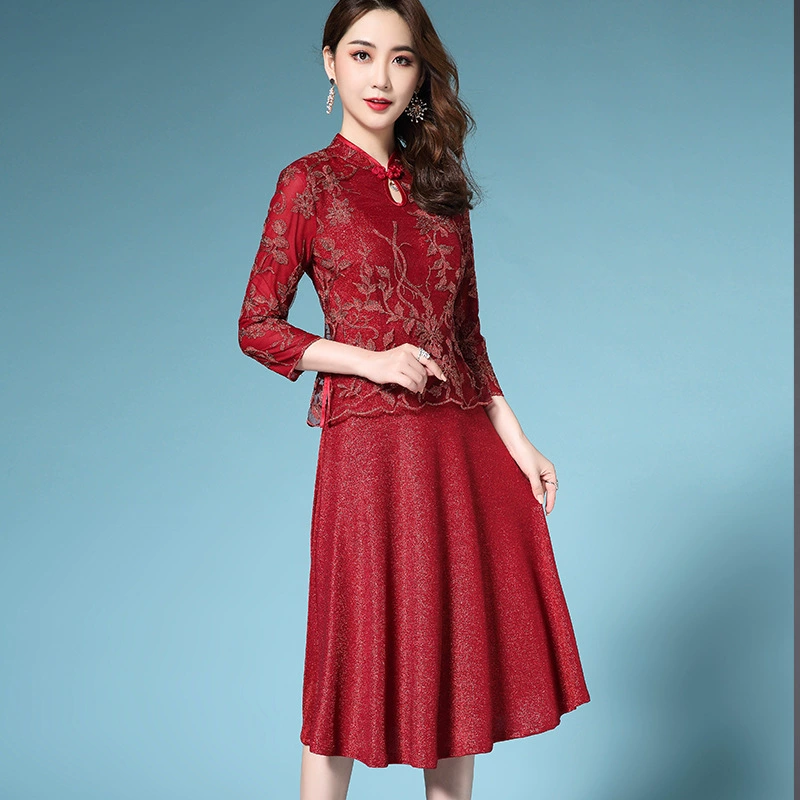 Разломанный код распродажа Шэньчжэнь бренд свадебное платье мама платье этнический стиль платье вышивка ретро женская юбка среднего возраста