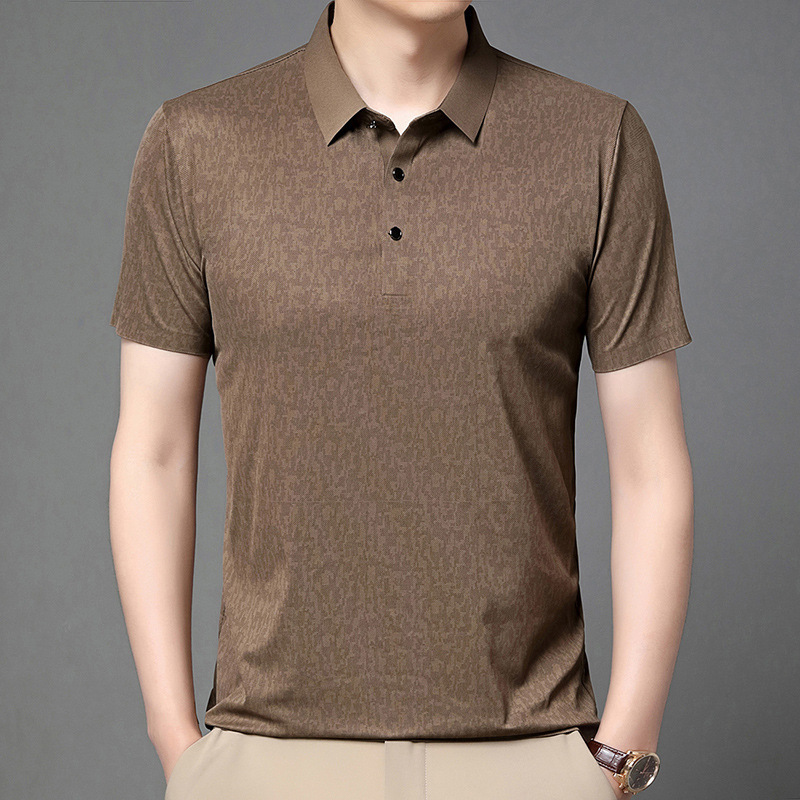 Explosions Ice Silk Short-sleeved T-shirt Men's Lel Summer Middle-aged Business Casual Polo Shirt Ice Cool Shirt Collar Thin Top