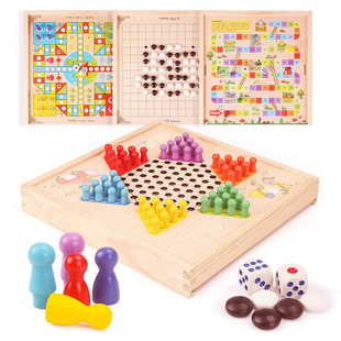 Wooden multi-functional game checkers flying chess backgammon chess children's educational toys manufacturers wholesale