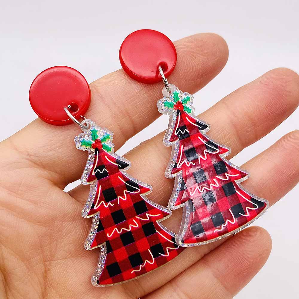 1 Pair Cute Christmas Tree Skull Antlers Arylic Drop Earrings display picture 1