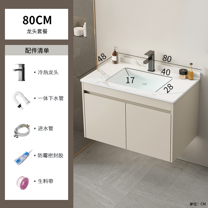 Cabinet de baño de aluminio de aire crema combinado hotel en cerámica lavabo lavabo lavabo de esquina redonda lavabo