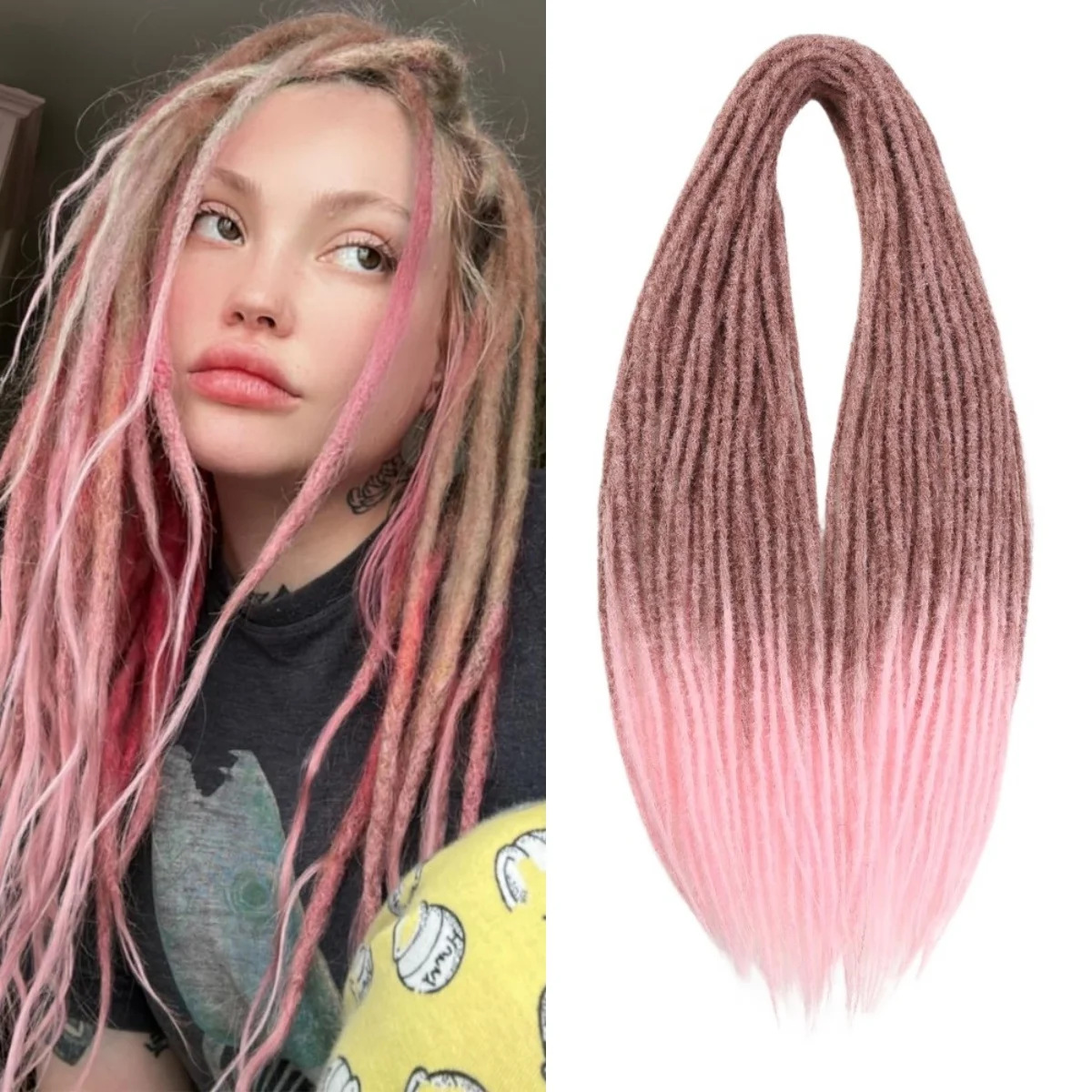 Temu/shein venta caliente pelucas europeas y americanas ganchillo de fibra química pelo dreadlock double trenza sucia trenza sucia de doble cola