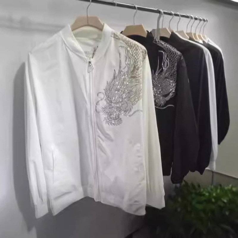 Single-layer sunscreen spring and summer new over-shoulder dragon rhinestone jacket spirit guy explosion dragon print coat men and women Single-layer sunscreen spring and summer new over-shoulder dragon rhinestone jacket spirit guy explosion dragon print coat men and women