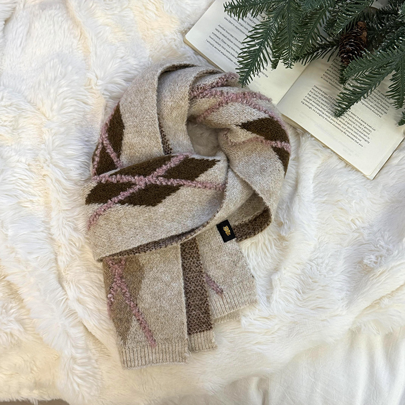 Bufandas de Navidad 2025 otoño y invierno versátiles engrosadas y cálidas bufandas retrógradas de cuadrilátero bufandas transfronterizas al por mayor