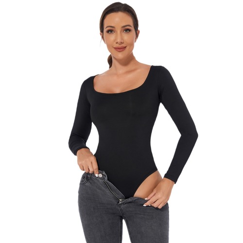 US size plus-size women's renovation base layer t-shirt long-sleeved women's one-piece pants one-piece top for women