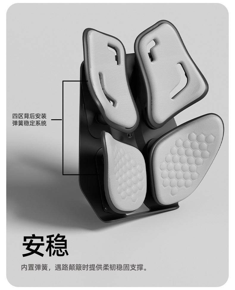 Ergonomic car lumbar support cushion, four-zone dynamic waist support pad, long-sitting support backrest cushion, high-density foam