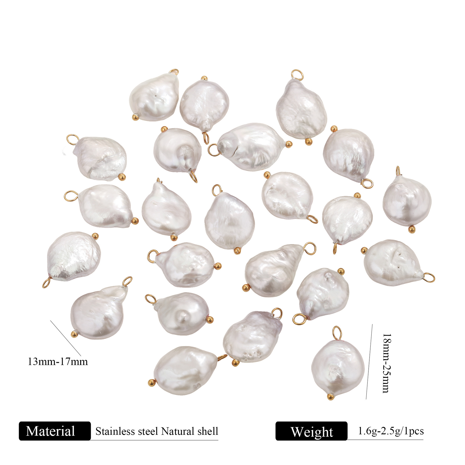 Agua dulce natural barroco temperamento de perla de acero inoxidable colgante de aguja curva colgante DIY collar pendientes joyas