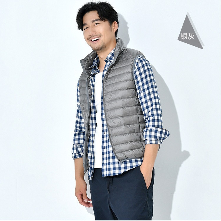 Jiujia 의류 2023 새로운 가을, 겨울 경량 다운 조끼 조끼 남자 양복 조끼 슬림 대형 느슨한 청소년 재킷