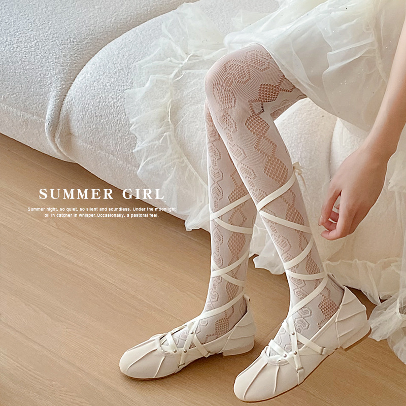 Primavera y verano Lolita chica medias diamante encantador jacquard adelgazamiento encaje hueco malla sexy pantyhose calcetines de red