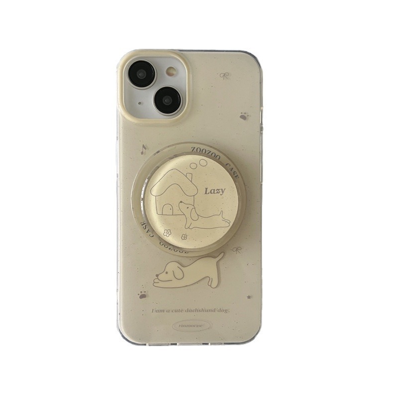 Linda línea casa cachorro para iPhone15 crema magnética amarillo 16ProMax funda para teléfono 13 Apple 14 hembra