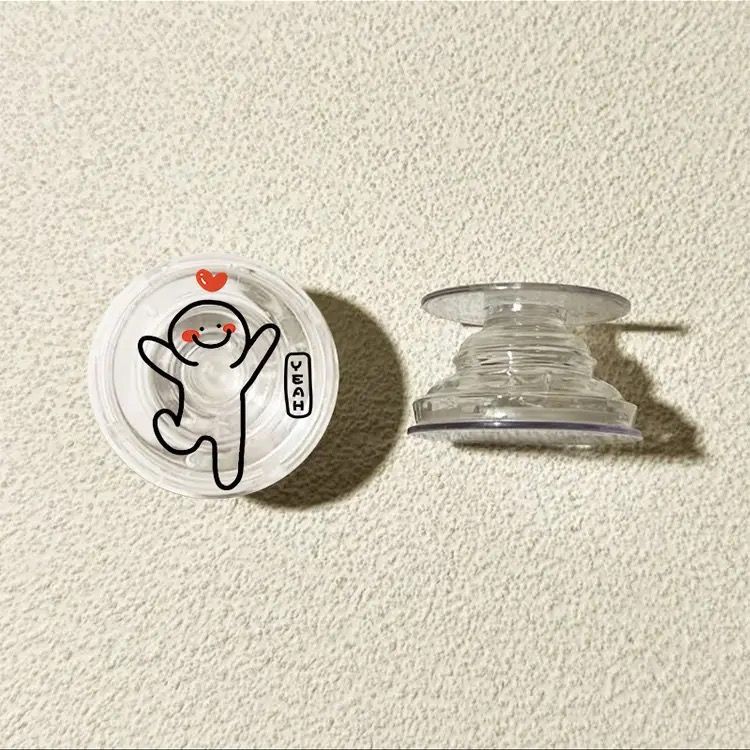 Líneas pequeñas personas redondas airbag soporte tipo pegado en la parte posterior del teléfono móvil portátil soporte retráctil 360 ° de rotación