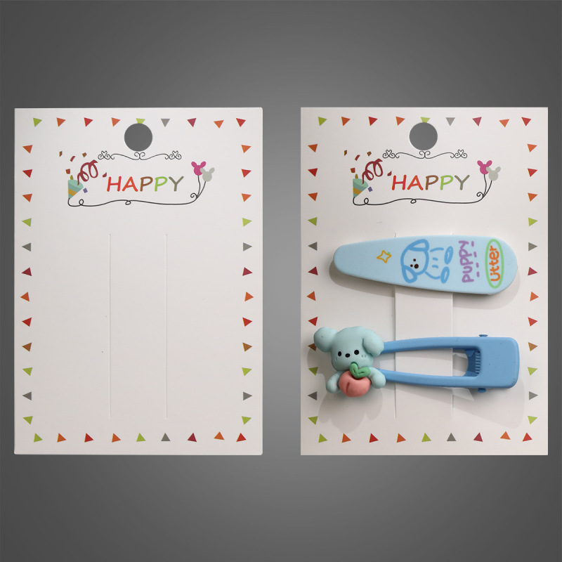 Simple Texture Hair Accessories Packaging Cardboard Happy Flag Wreath Jewelry suit Card Card Hair Ring Tags