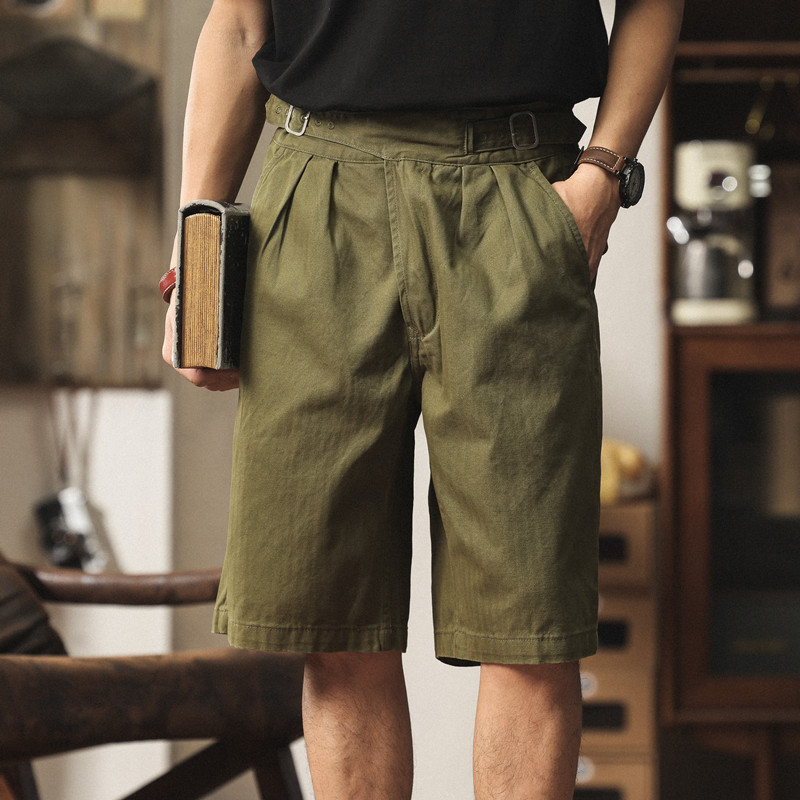 Qing Tian Tooling Kuerge Summer Shorts Men's High Waist American Style Retro Kulka Naples Casual Pants