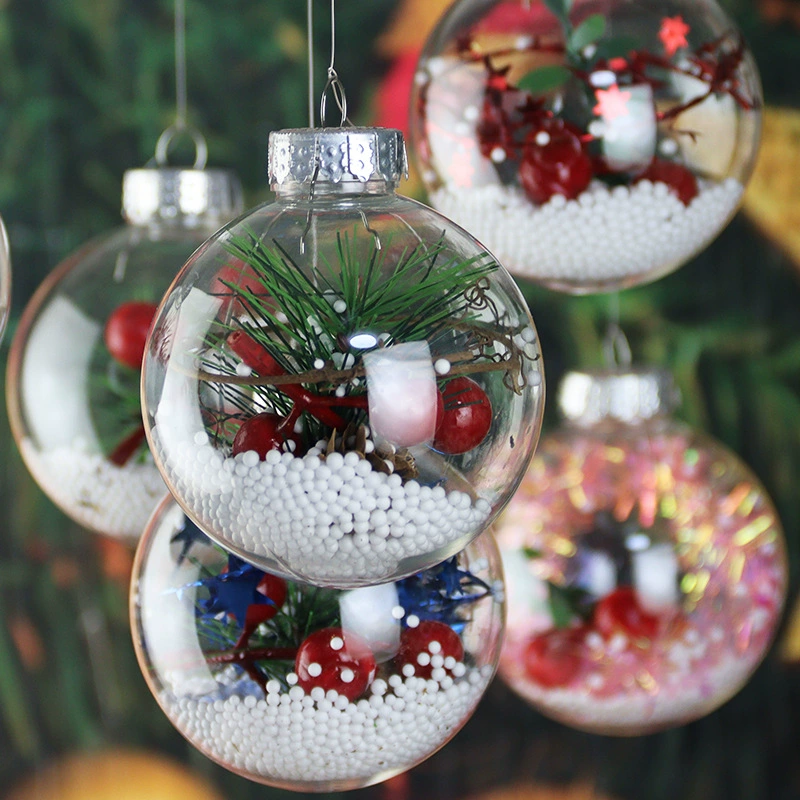 transparent Christmas ball pet seamless hollow plastic ball sphere Christmas decoration hanging ball DIY Christmas tree hanging ornament