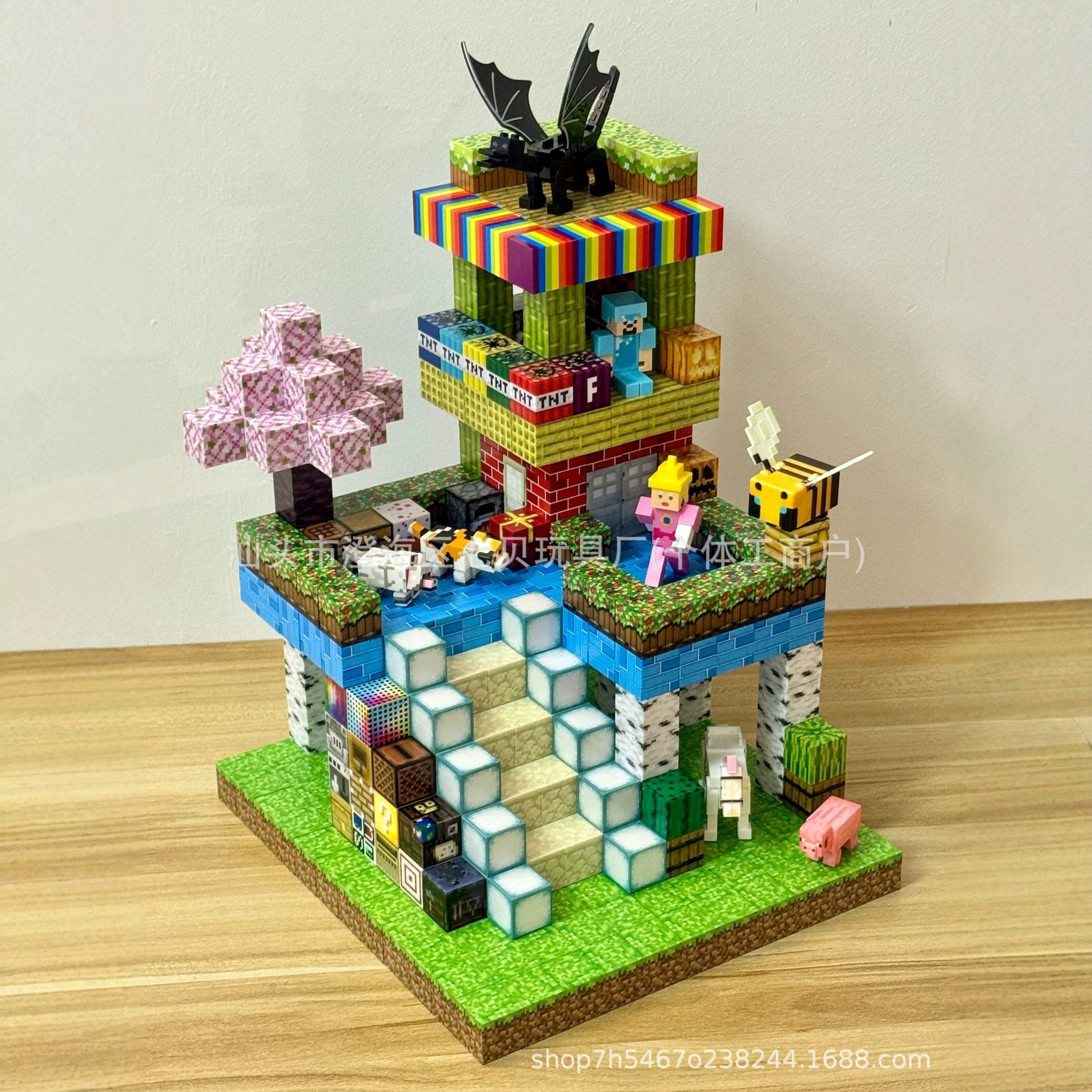 Super Strong Magnetic Cube Building Blocks Set Themed on My Mc World Scene Design, Children's Educational Toy Gift