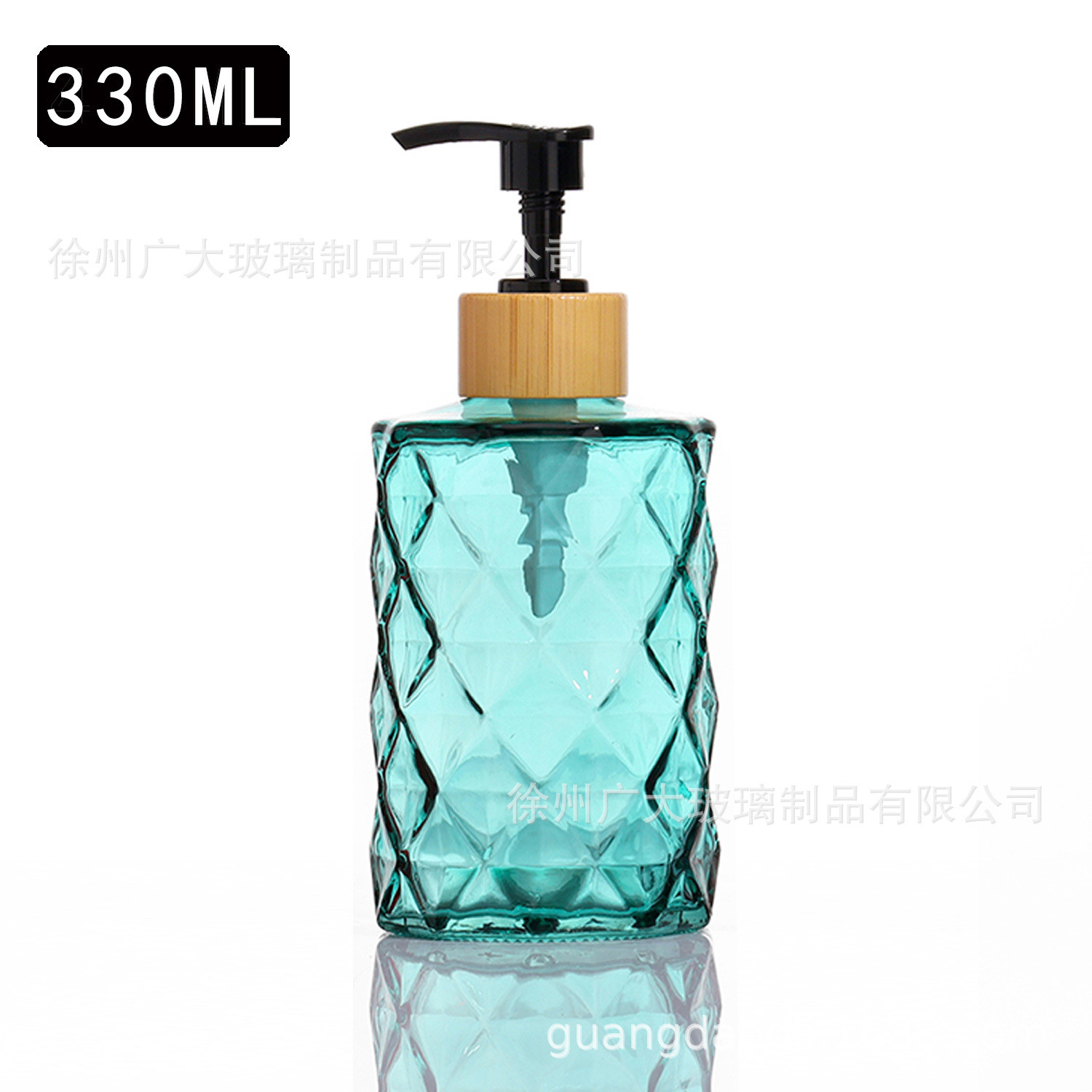 330ml; diamante azul + cabeza de bomba de bambú y madera