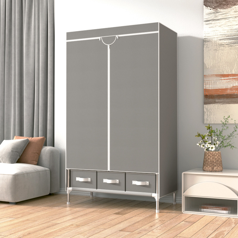 Simple Wardrobe for Home Bedroom Rental House Storage Cabinet Assembly Cloth Wardrobe Sturdy and Durable Small Apartment Wardrobe