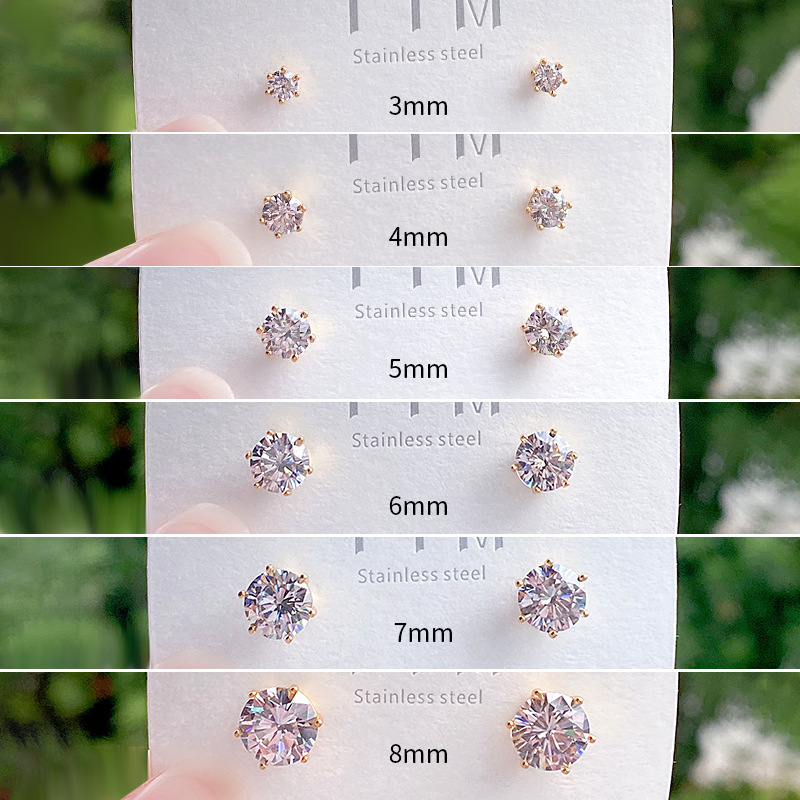 Pendientes de botón con circonita de aleación – joyería minimalista en color dorado unisex