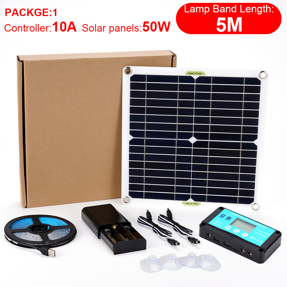 单晶太阳能板12V控制器定时开关灯生长植物灯带储能盒24小时工作