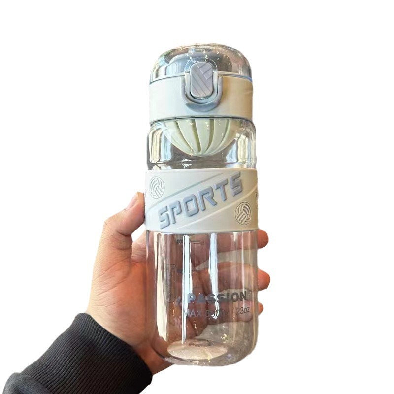 Xinbeidi 6038 nueva taza de plástico de moda taza de plástico de mano simple cubierta elástica taza de plástico con colador taza de plástico