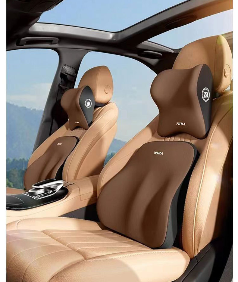 Car Headrest and Lumbar Support Memory Foam Car Cushion for Long Sitting, Neck and Waist Protection Pillow