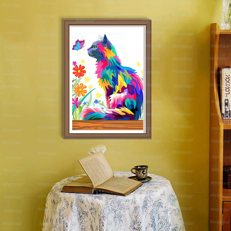 Mona Lisa cruz real mariposa gato nuevo lindo animal moda moderna pintura decorativa bordada a mano
