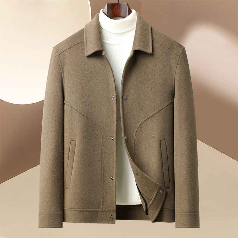 Autumn and Winter New Men's Lapel Woolen Jacket Double-Sided Woolen Warm Jacket Middle-Aged and Elderly Business Casual Dad Tops Autumn and Winter New Men's Lapel Woolen Jacket Double-Sided Woolen Warm Jacket Middle-Aged and Elderly Business Casual Dad Tops