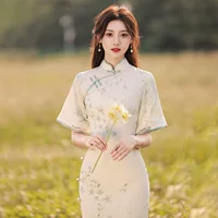 Cheongsam 2022 новая улучшенная женская летняя молодая темпераментная Высококачественная сказочная чайная одежда простая и элегантная, свежая и элегантная