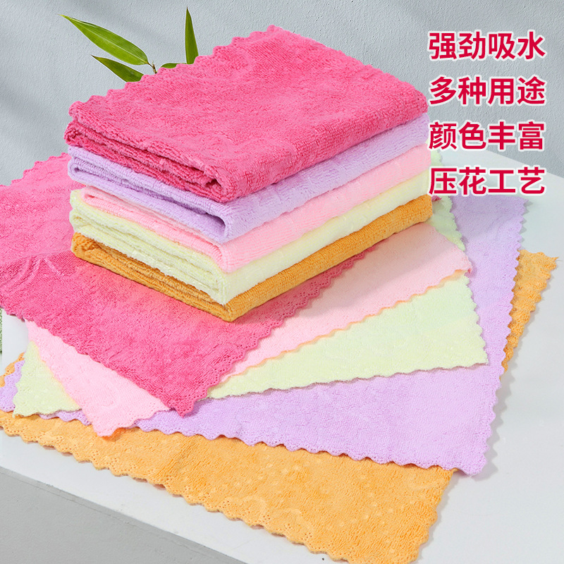 Coral velvet embossed rag household kitchen cleaning dish cloth thickened oil removing lazy cleaning towel factory wholesale