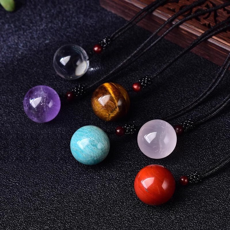 Natural White Purple Pink Crystal Ball Ornaments Tiger Eye Stone Men's and Women's Pendant Necklace Couple Jewelry Gift Diy Natural White Purple Pink Crystal Ball Ornaments Tiger Eye Stone Men's and Women's Pendant Necklace Couple Jewelry Gift Diy