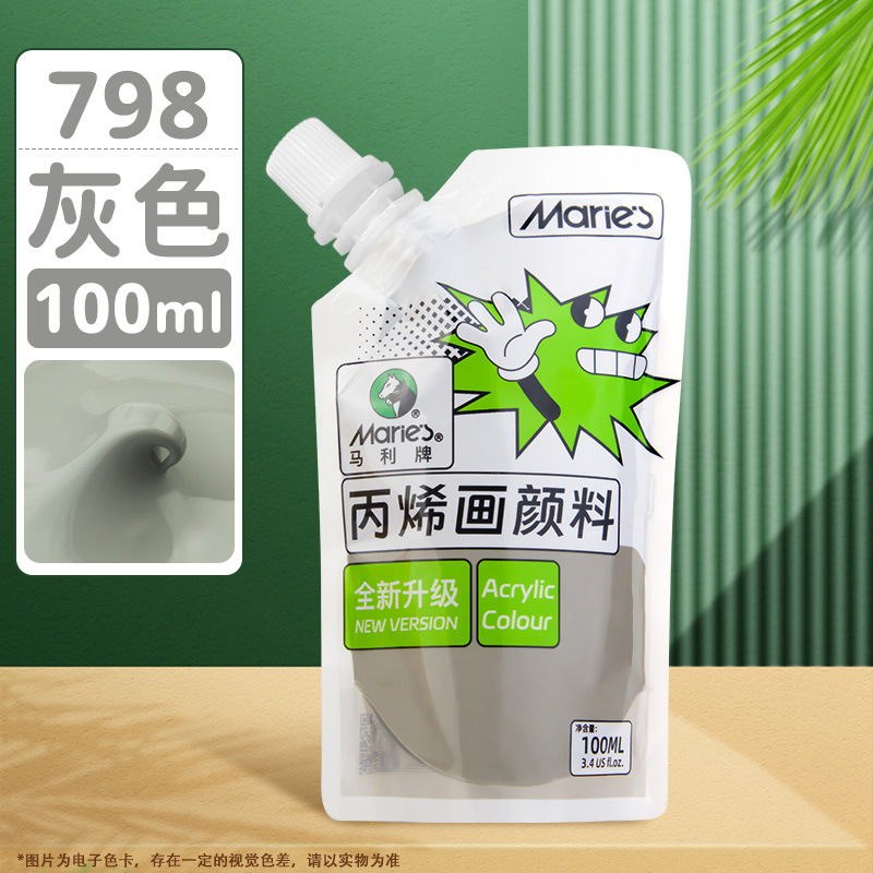 Pintura acrílica Marley en bolsa, paquete de recarga de 100 ml, juego de acrílico sin formaldehído para estudiantes de arte, graffiti, resistente al agua