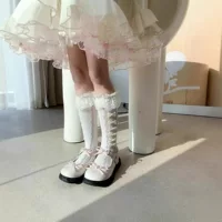 Летние чулки милые кружевные банты сложенные носки для девочек нога носки для детей Лолита принцесса