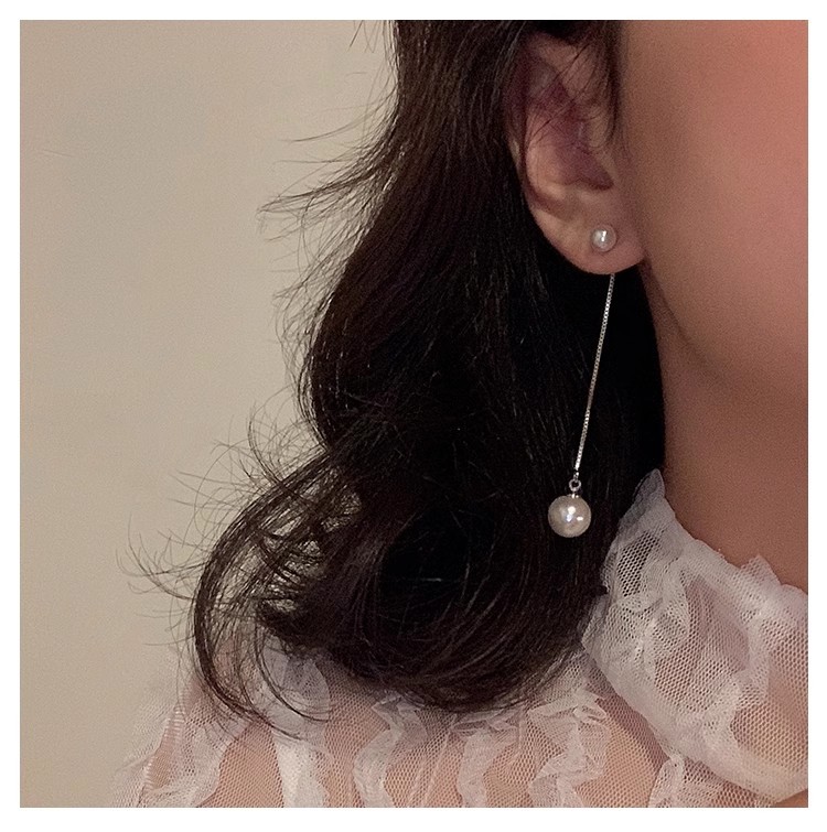Holiday, Daily Occasion 925 Sterling Silver, Imitation Pearl Material 1 Pair 925 Sterling Silver Imitation Pearl Geometric Drop Earrings