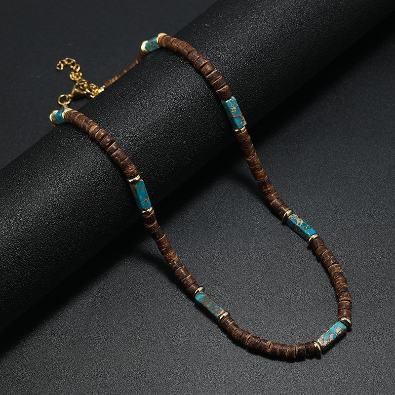 Necklace Classification Natural Stone Chain Material Ethnic Style Geometric Alloy Natural Stone Coconut Shell Beaded Men's Necklace