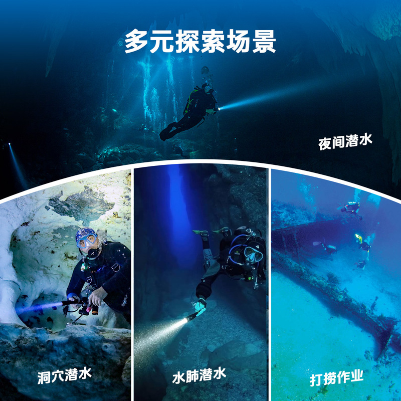 ORCATORCH 虎鲸X7潜水手电筒水下照明头盔灯防水赶海工程救援强光|undefined