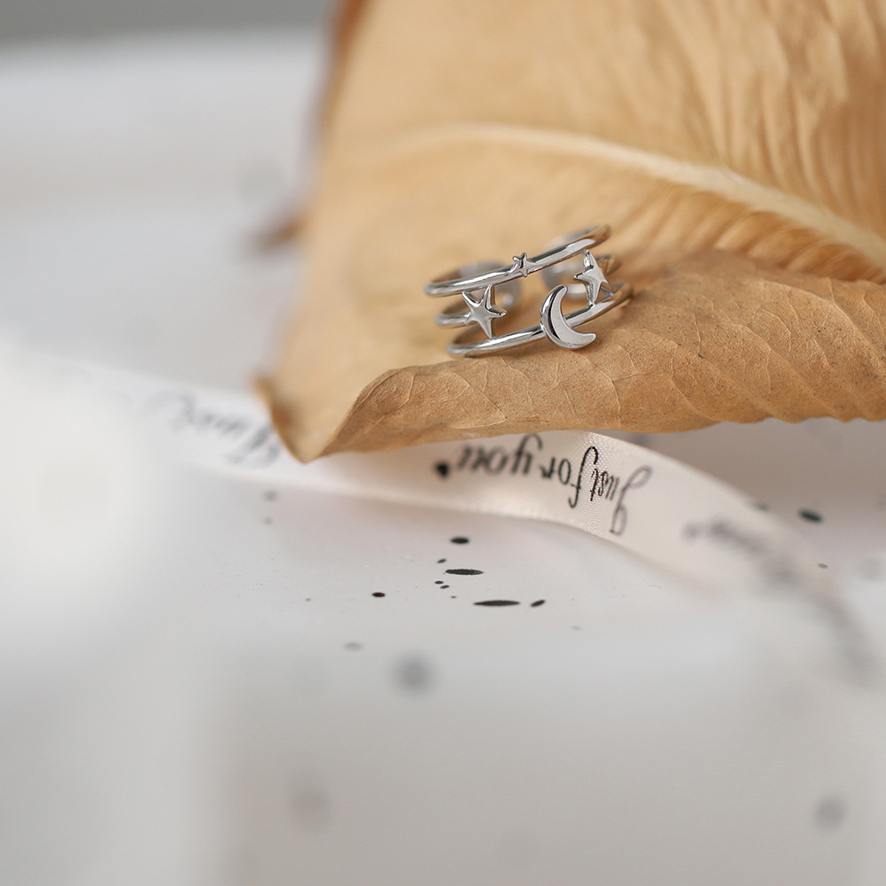 Open Rings Classification Real Gold Plated Star Moon 304 Stainless Steel IG Style Waterproof Non Tarnish Open Rings