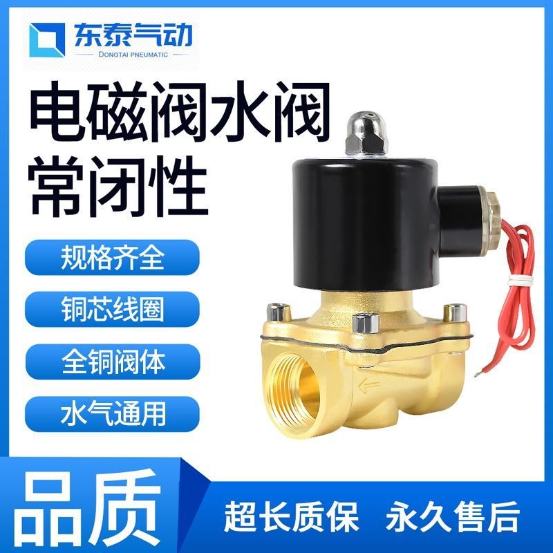 电磁水阀220v24v门电动12v常闭分6寸管电子控制铜独立站批发跨境