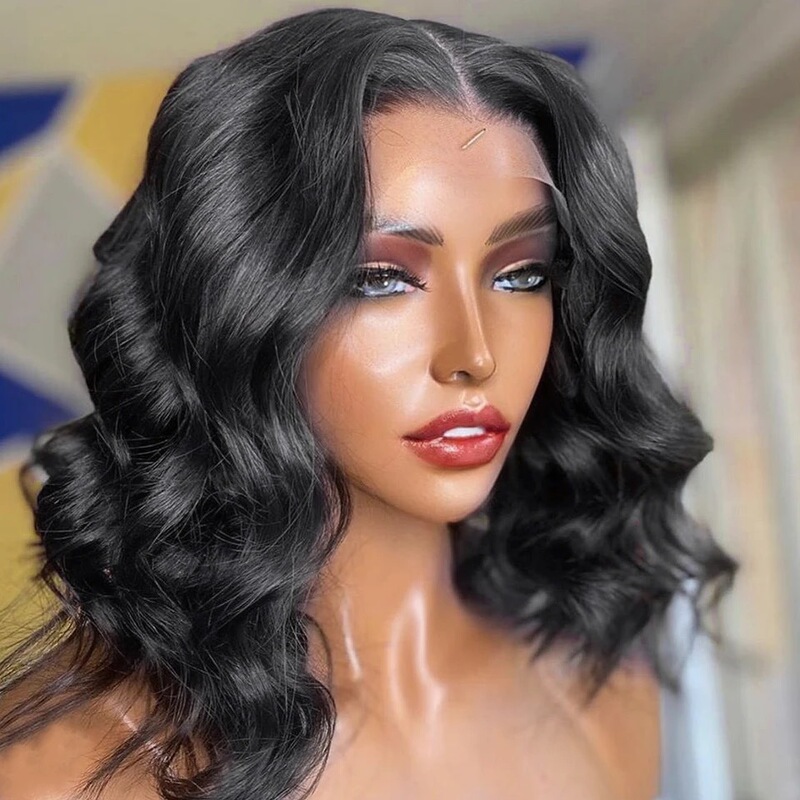Front Lace Short Curly Wig Set African Ladies Lace Wig Headgear Loose Deep Wave Ready Stock