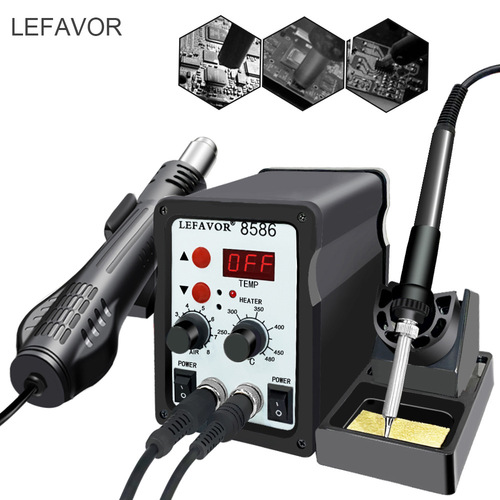 8586 digital display temperature adjustment desoldering station soft hot air gun welding station mobile phone repair tool air gun nozzle constant temperature baking gun