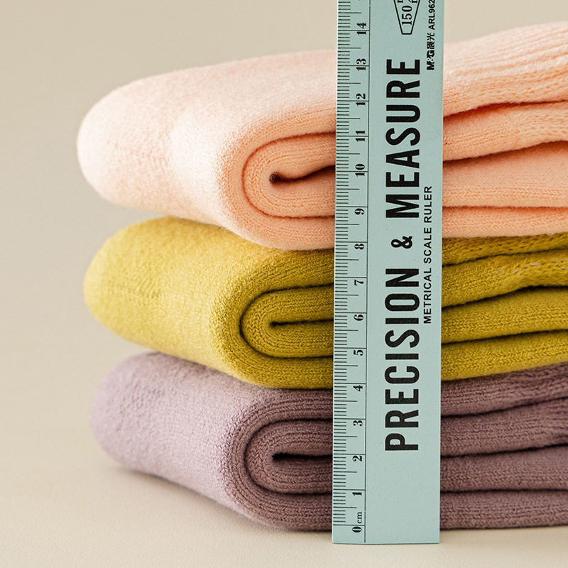 11-farbige Herbst- und Wintersocken für Damen mit gebürstetem Fleecefutter, verdickte, warme, wachsartige Bodensocken, Mondsocken, einfarbig gebürstete Socken_voghion.com