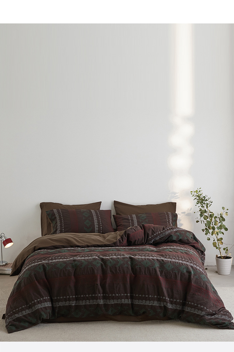 Conjunto de cama nórdico acolchoado fair isle em algodão_voghion.com