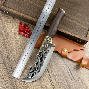 Amazon Hand-Forged Faucet Handle Butcher Knife Manufacturer Ready-Made Outdoor Meat Cutting Knife Household Vegetable and Meat Cutting Knife