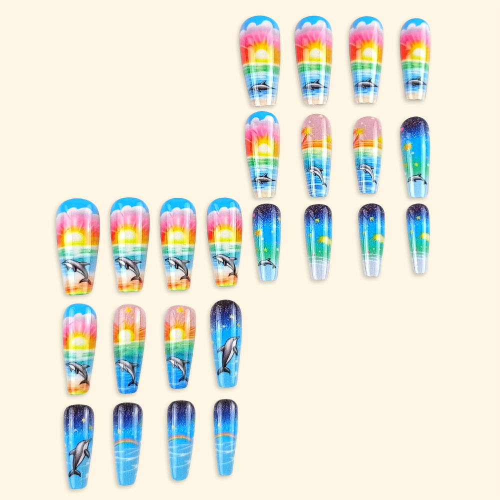 Transfronterizo largo estilo de ballet manicure estilo de puesta de sol estilo de vestir 24 piezas de estilo manicure parche