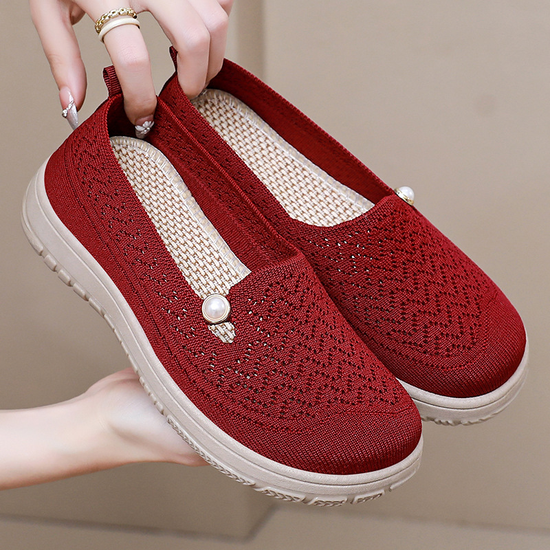 Zapatos de mujer, zapatos casuales de verano, zapatos individuales voladores y transpirables, suela suave, cómodos, zapatos de madre, zapatos de un pie de todo fósforo, mujeres al por mayor