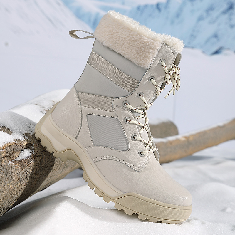 Botas de nieve de invierno de peluche calentamiento zapatos de algodón resistentes al desgaste deportes al aire libre de correa alta botas de mujer tamaño transfronterizo
