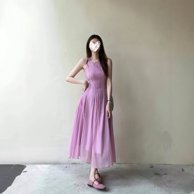 DARA ROSE 本格サマーフレンチ高級感プリーツノースリーブベストワンピース 5593|undefined